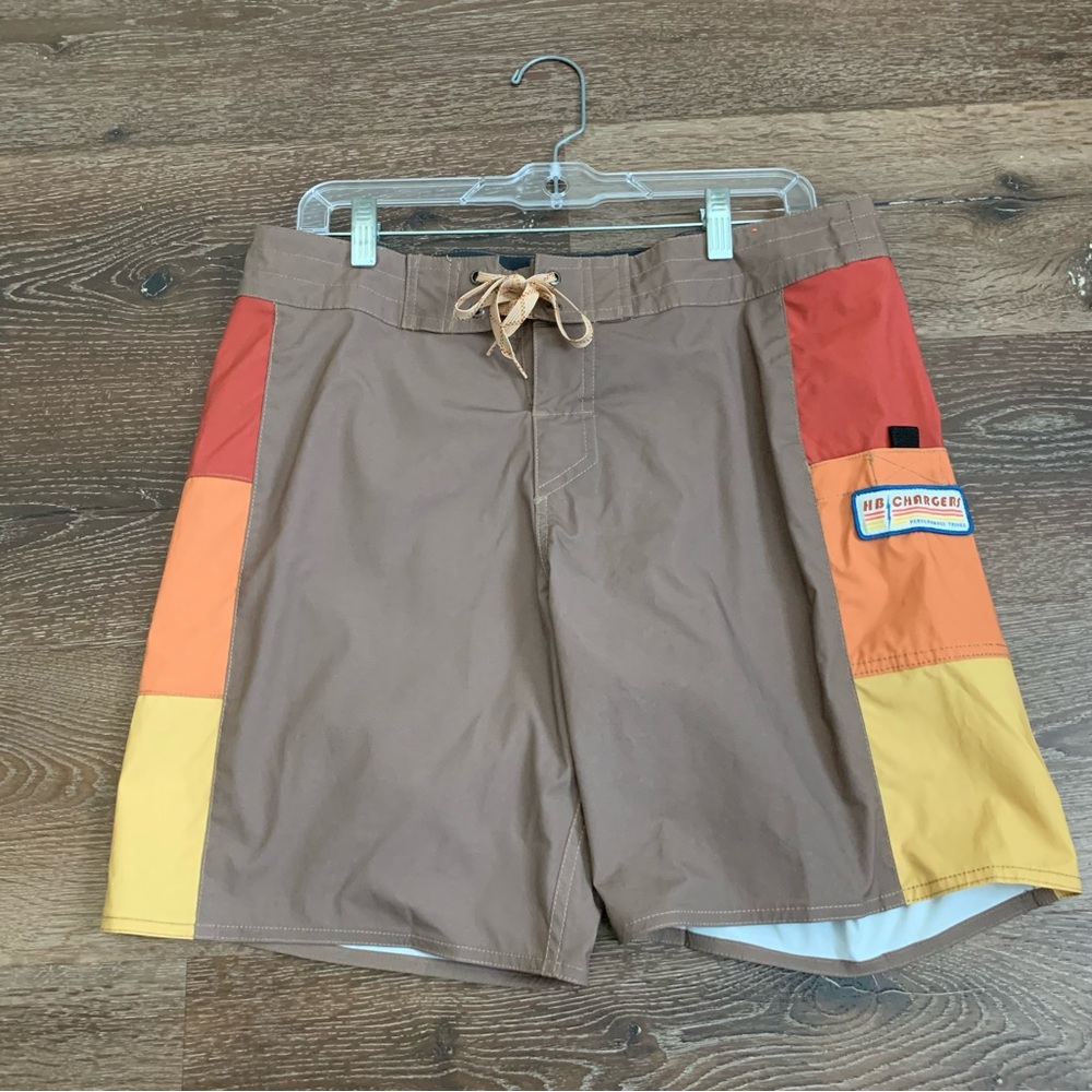 Howler brothers Mens brown chargers lace swim trunks 33